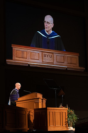 Commencement remarks are prerecorded in the I-Center.