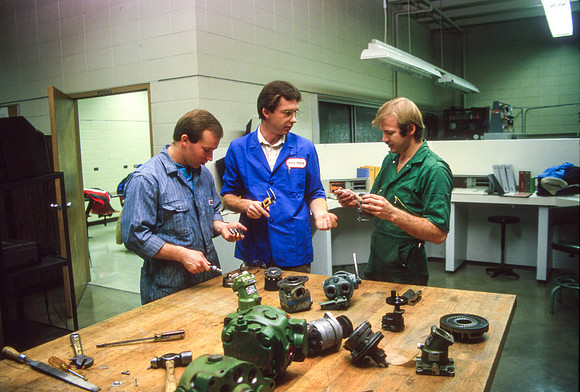 Manufacturing Technology students in the lab. July 1988.