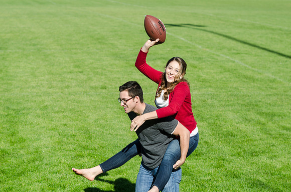 No score is kept during this lighthearted game of touch football.