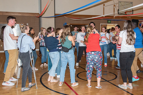 A Fourth of July party at the Hinckley Gym.