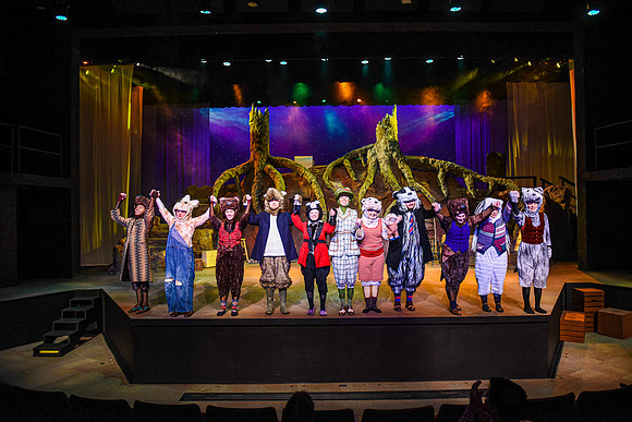 The theatre department's dress rehearsal of the Wind in the Willows in the Snow Drama Theatre.