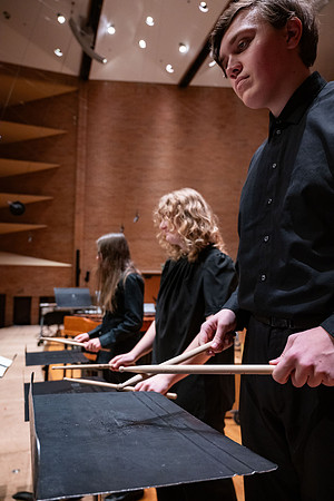 BYUI Percussion rehearsing before a a concert.