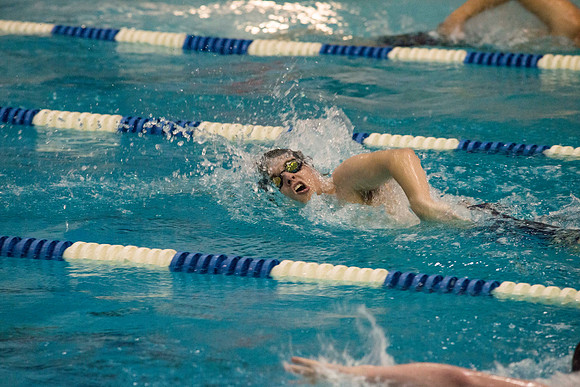 BYU-Idaho swimmers swim in the championship held in the Hart Building