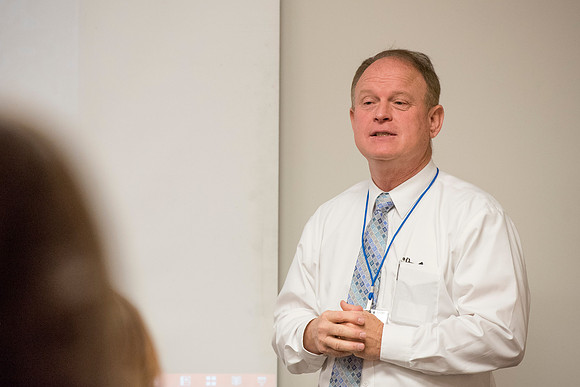 Jerry Severe talks about learning at the faculty conference.