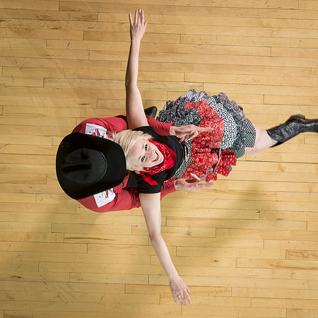 Marketing photos shot from the catwalk in the Hart Gym for their upcoming tour.
