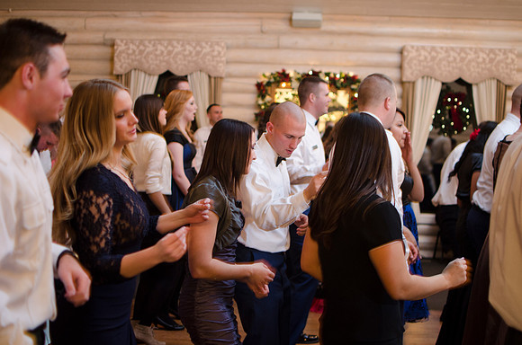 Cdts from BYU-I gather at The Loft, just south of Rigby, to enjoy a night of dinner and dancing at the Army ROTC Military Ball.