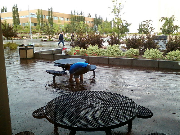July 15, 2014 Over an inch of rain in less than an hour created a flash flood through Rexburg streets, through a few BYU-Idaho buildings and also flooded several students basement apartments. The even