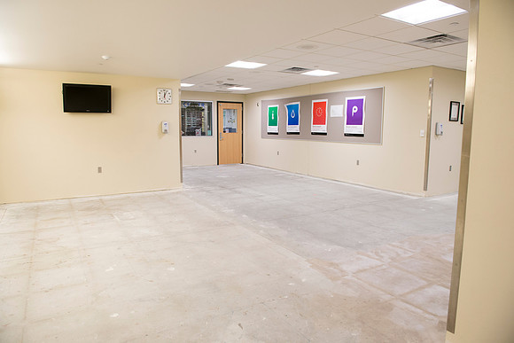 Flooring has been removed to be cleaned and replaced.