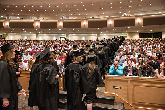 April 2014 Graduation ceremonies in the BYU-Idaho Center.