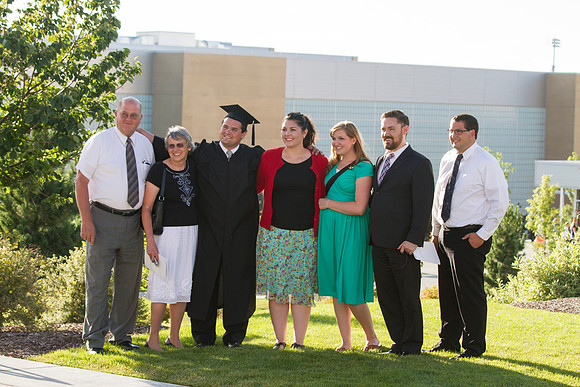 Graduates meet outside on the BYU-Idaho campus after commencement to take pictures before convocation starts. Photo by Tyler Rickenbach