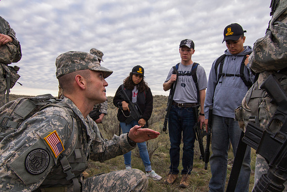 ROTC Cadets go out to the field at Beaver Dick Park to conduct a recon mission.