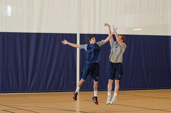 BYU-Idaho students playing basketball at the I-Center on campus