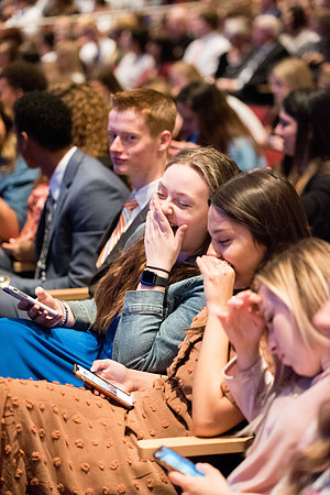 Students gathering before the devotional.