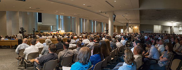 President Henry J Eyring speaks to BYU-Idaho Employees gathered for a meeting in the Taylor Chapel.