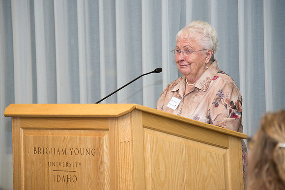 The Eliza R. Snow Society Honors Florence Bowman as she receives the Eliza R. Snow Award.