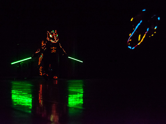 Brigham Young University-Idaho Center Stage presents the Light Wire Theater, a troupe of dancing puppeteers that perform in the dark and illuminate the characters and scenes with stringed lights.