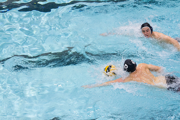 BYU-I students participate in the Competitive Men's Waterpolo league in the Hart Swimming Pool.