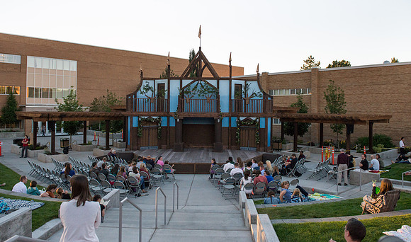Brigham Young University-Idaho's production of The Shomaker's Holiday performed out in the amphitheatre in front of the McKay Library.