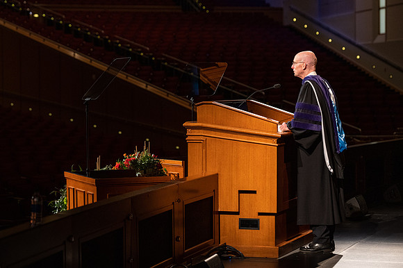 Commencement remarks are prerecorded in the I-Center.