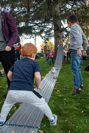 The Rexburg community celebrating the harvest of the potatoes through different activities at the Rexburg Tabernacle.