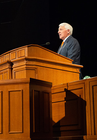 Brother Jan E. Newman giving a speech in the devotional.