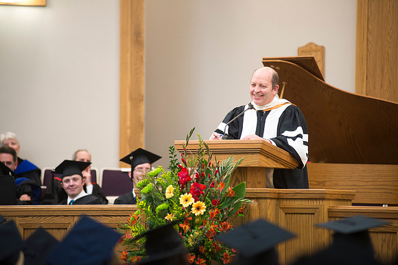 Faculty speaker, Stephen W. Stokes, speaks to the graduates of the Human Development College. Photo by Leanna Davidson