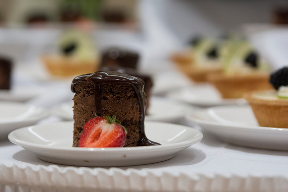Minidort Chocolate Torte and Key Lime Tart is neatly organized on the dessert table for lunch during the 2014 Spring Semester PAC.