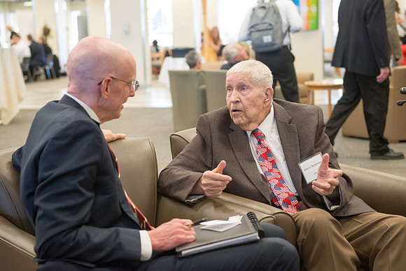 President Henry J Eyring hosts members of the President's Club who gather for a reception and banquet in the BYU-Idaho Marriott Center.