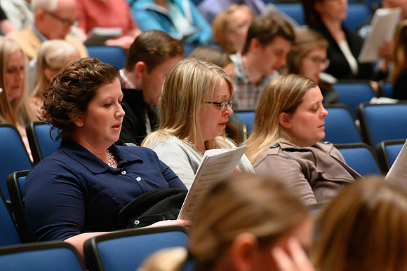 BYU-Idaho students and members of the Rexburg community gather to sing new hymns that have been written by the BYU-Idaho Community. (Students, Faculty/Staff,Community)
