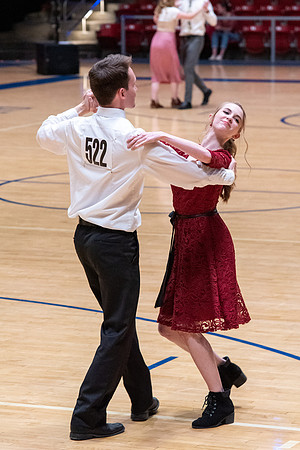 Students perform in a dance competition at the Hart Auditorium.