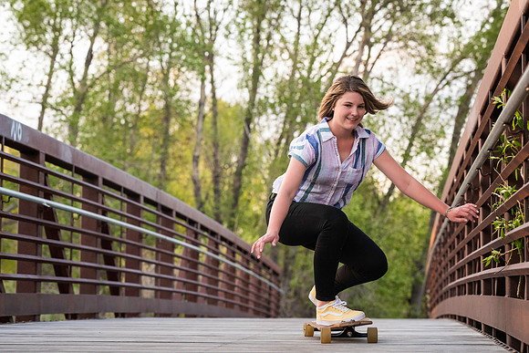 As a student Kenadee enjoys finding time for herself by going out and longboarding. Shots were taken at Riverside Park, Rexburg, Idaho.
