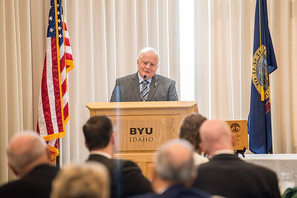 Emeritus Breakfast, Nov 2018, BYU-Idaho Alumni Award of excellence was awarded to Jon Beesley.