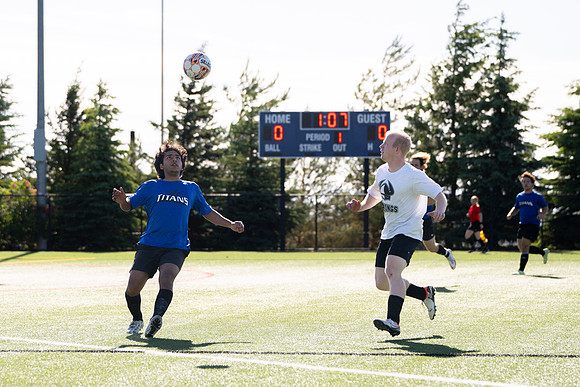 Men's Spring Competitive Soccer Quarterfinals. Vikings (3) vs Titans (0).