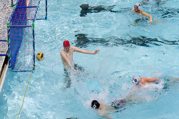 BYU-I students participate in the Competitive Men's Waterpolo league in the Hart Swimming Pool.