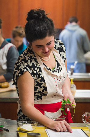 Students learn cooking techniques in their Introductory Foods class.