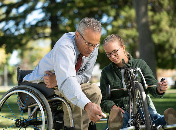 Keith Barney's Adaptive Recreation Skills class puts their skills to the test riding adaptive bikes and trikes at Porter Park.