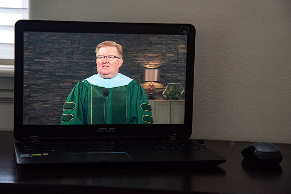 Broadcast of Winter 2020 Commencement. Due to COVID-19 graduates had a unique graduation and had to watch the commencement speech from home.