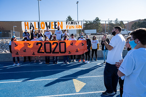 BYU-Idaho employees and their families enjoy a beautiful fall day at the stadium track.