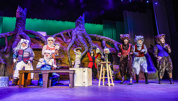 The theatre department's dress rehearsal of the Wind in the Willows in the Snow Drama Theatre.
