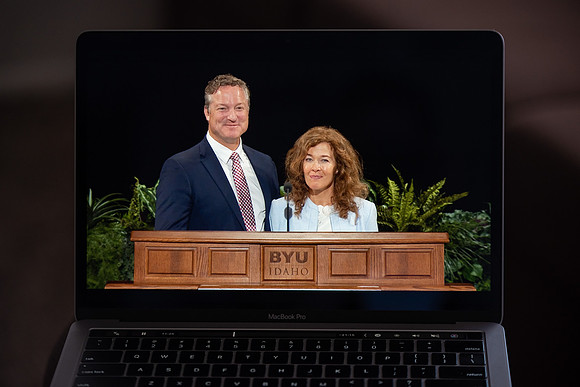 Elder Jeremy R. and Sister Amy Stewart Jaggi give a devotional at BYUI in the Spring 2021 Semester.