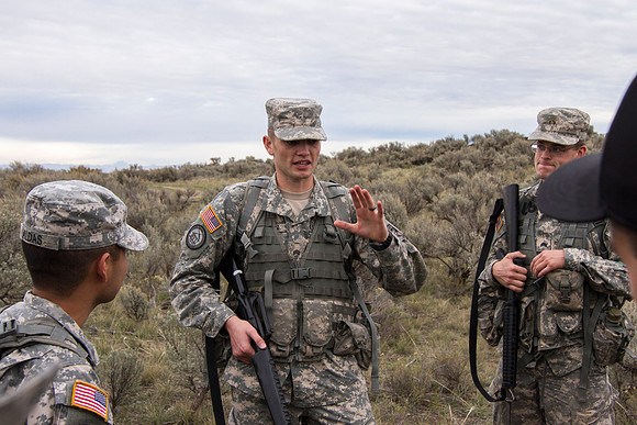 ROTC Cadets go out to the field at Beaver Dick Park to conduct a recon mission.