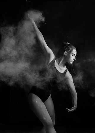 Brooklyn Jourdan, Dance major student posing with powder. Spring Semester