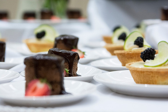Minidort Chocolate Torte and Key Lime Tart is neatly organized on the dessert table for lunch during the 2014 Spring Semester PAC.