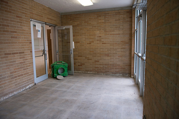 Flooring has been removed to be cleaned and replaced.