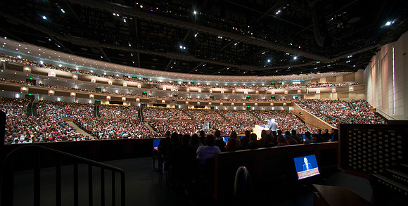 Elder Dallin H. Oaks speaks at devotional in the BYU-Idaho Center. BYU-Idaho photo by Michael Lewis