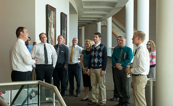 New employees get a tour of the BYU-Idaho Center.