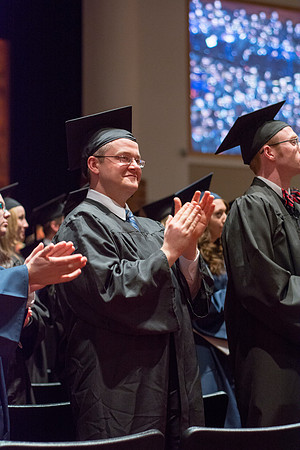 Students show their appreciation to those who supported them throughout their education at the commencement ceremony. Photo by Ryan Chase