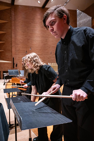 BYUI Percussion rehearsing before a a concert.