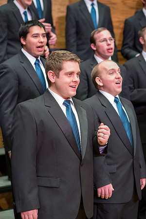 Brigham Young University-Idaho Men's Choir performing for their newest concert.