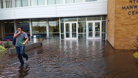 July 15, 2014 Over an inch of rain in less than an hour created a flash flood through Rexburg streets, through a few BYU-Idaho buildings and also flooded several students basement apartments. The even